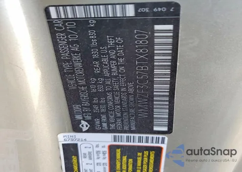 2011 Mini Cooper Clubman from USA, damaged, VIN WMWZF3C57BTX81807